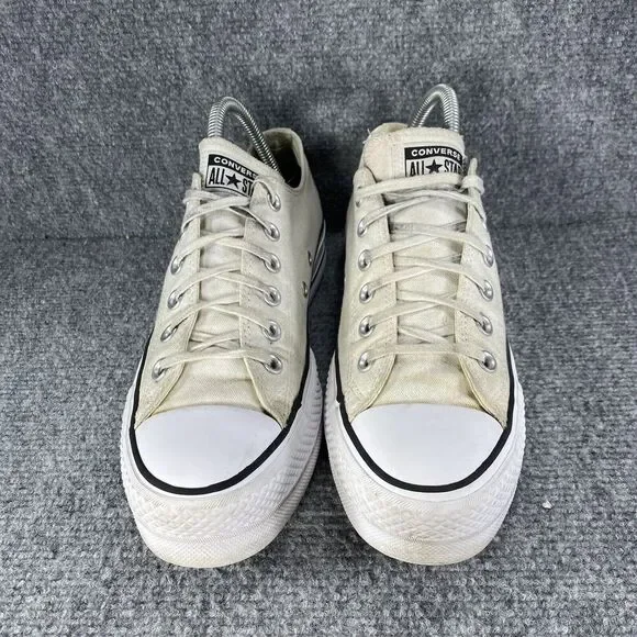 Converse Chuck Taylor All Star Platform Womens 8 Shoes White Thrashed Sneakers - Picture 2 of 11